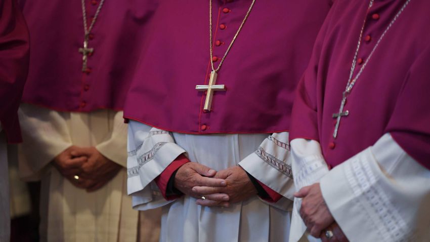 German Bishops take part in the opening mass at the German Bishops' Conference on September 25, 2018 in the cathedral in Fulda, western Germany. - Germany's Catholic Church is due on September 25, 2018 to confess and apologise for thousands of cases of sexual abuse against children, part of a global scandal heaping pressure on the Vatican. It will release the latest in a series of reports on sexual crimes and cover-ups spanning decades that has shaken the largest Christian Church, from Europe to the United States, South America and Australia. (Photo by Arne Dedert / dpa / AFP) / Germany OUT        (Photo credit should read ARNE DEDERT/AFP/Getty Images)