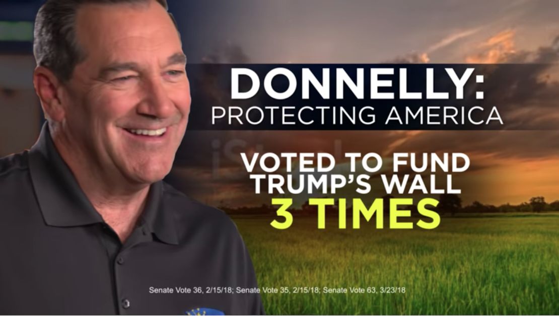 Sen. Joe Donnelly, D-Indiana, released an ad in August emphasizing all the times he's sided with President Trump on immigration.