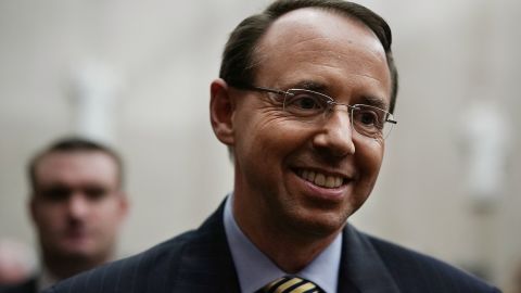 U.S. Deputy Attorney General Rod Rosenstein attends the investiture ceremony for U.S. District Judge Trevor N. McFadden April 13, 2018 at the U.S. District Court in Washington, DC.
