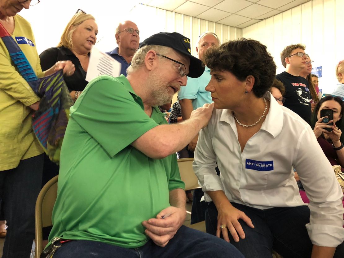 David Hansen, who voted for Trump, tells Democratic congressional candidate Amy McGrath his story.