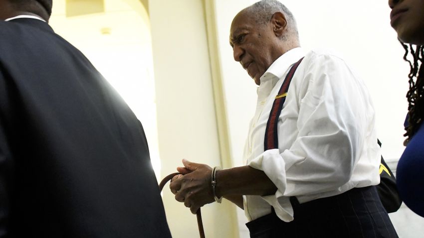 Bill Cosby is taken away in handcuffs after he was sentenced to three-to 10-years for felony sexual assault on Tuesday, Sept. 25, 2018, in Norristown, Pa.  (Mark Makela/Pool Photo via AP)