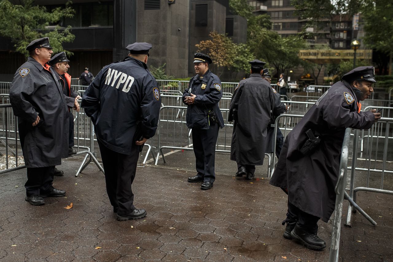 Police stand guard in front of UN headquarters on Tuesday.
