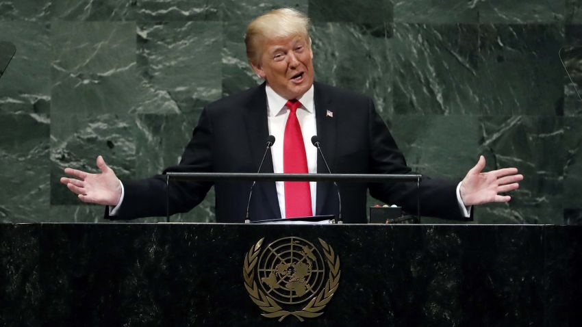 President Donald Trump addresses the 73rd session of the United Nations General Assembly, at U.N. headquarters, Tuesday, Sept. 25, 2018. (AP Photo/Richard Drew)