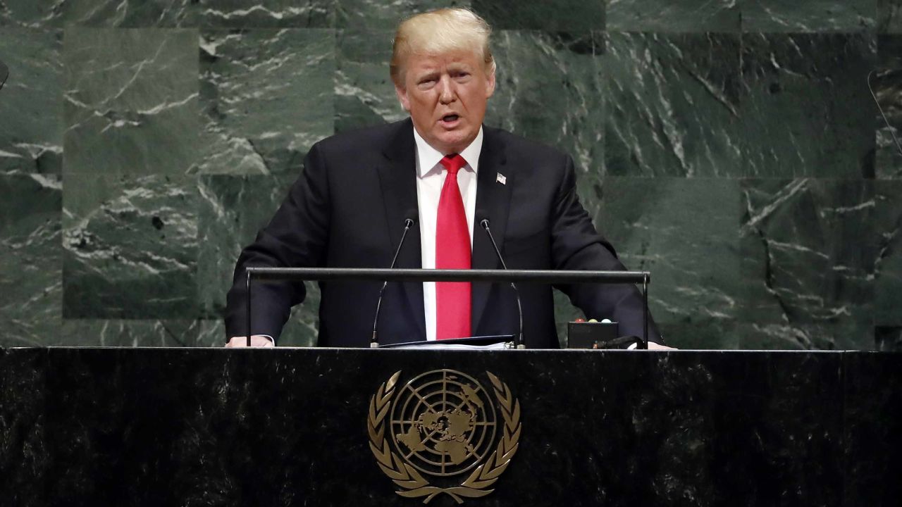 President Donald Trump addresses the 73rd session of the United Nations General Assembly, at U.N. headquarters, Tuesday, Sept. 25, 2018. (AP Photo/Richard Drew)