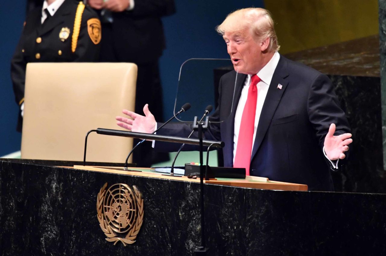 Trump opened his speech Tuesday by saying his administration "has accomplished more than almost any administration in the history of our country." <a href="https://www.cnn.com/politics/live-news/trump-un-2018/h_894de58b3d36fc936ab5b8798ba8d87f" target="_blank">When that drew some chuckles,</a> Trump said, "I didn't expect that reaction, but that's OK." Then there was louder laughter and some applause.