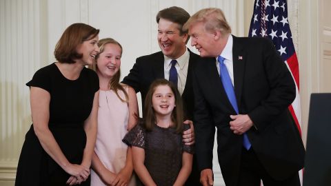 President Trump with Judge Kavanaugh, wife Ashley Estes Kavanaugh and their daughters, Margaret and Liza, after Trump's announcement of the judge as nominee to the United States Supreme Court.
