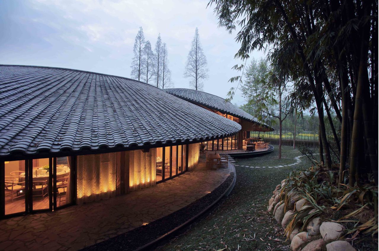 Arhicetcture firm Archi-Union's "In Bamboo" cultural center in Sichuan province was constructed using local materials, building techniques and craftsmen.