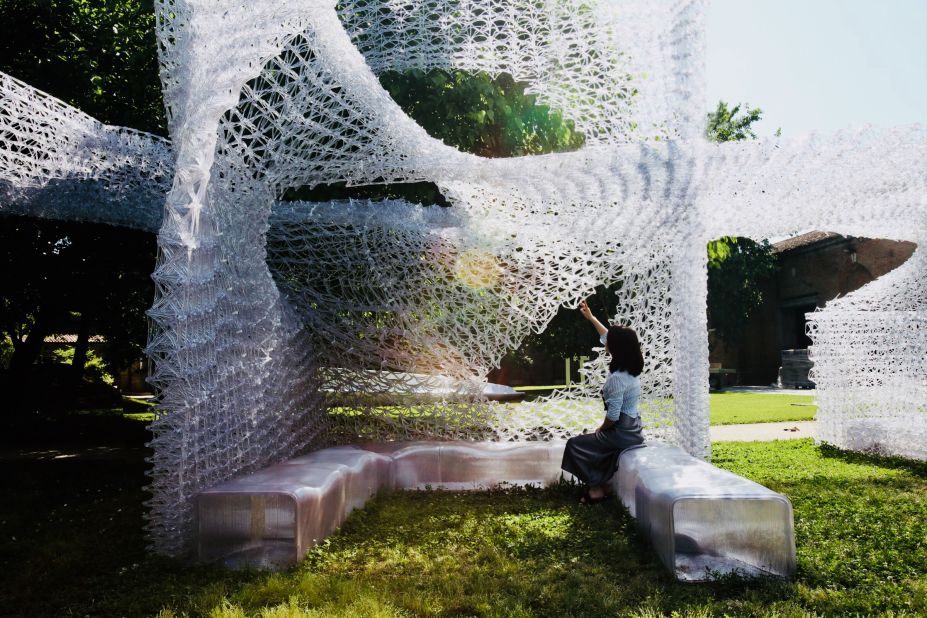 Archi-Union's digitally fabricated "Cloud Village," an outdoor pavilion displayed at the 2018 Venice Architecture Biennale. 