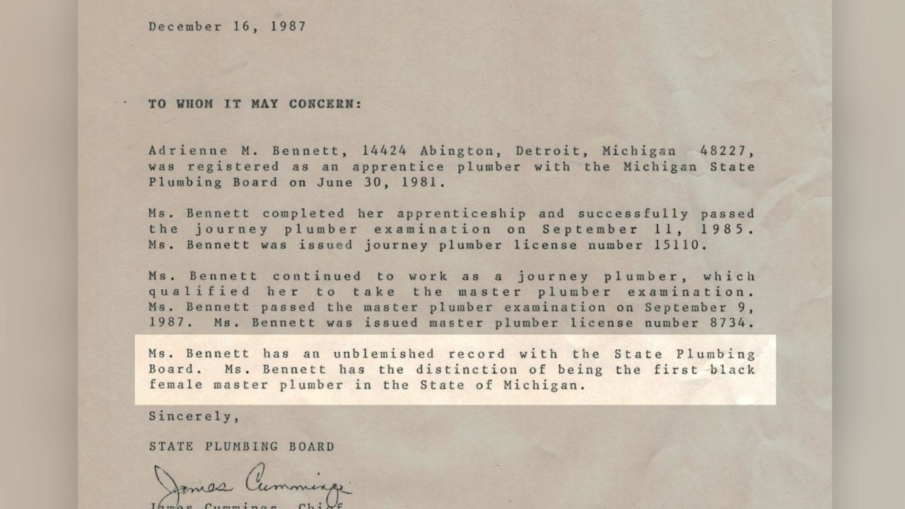 Michigan's Labor Department recognized Bennett's achievement.