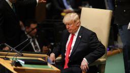 NEW YORK, NY - SEPTEMBER 25:  President Donald Trump pauses after addressing the 73rd United Nations (U.N.) General Assembly on September 25, 2018 in New York City. The United Nations General Assembly, or UNGA, is expected to attract 84 heads of state and 44 heads of government in New York City for a week of speeches, talks and high level diplomacy concerning global issues. New York City is under tight security for the annual event with dozens of road closures and thousands of security officers patrolling city streets and waterways.  (Photo by Spencer Platt/Getty Images)