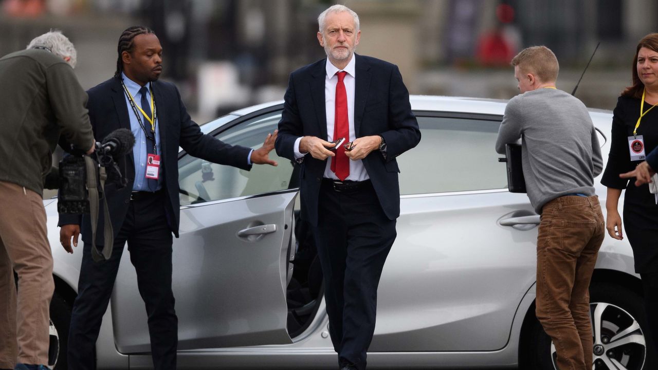 Labour leader Jeremy Corbyn in Liverpool during the first day of his party's annual conference.
