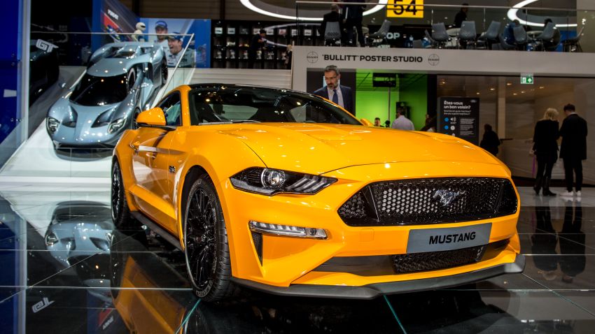GENEVA, SWITZERLAND - MARCH 07: Ford Mustang is displayed at the 88th Geneva International Motor Show on March 7, 2018 in Geneva, Switzerland. Global automakers are converging on the show as many seek to roll out viable, mass-production alternatives to the traditional combustion engine, especially in the form of electric cars. The Geneva auto show is also the premiere venue for luxury sports cars and imaginative prototypes. (Photo by Robert Hradil/Getty Images)