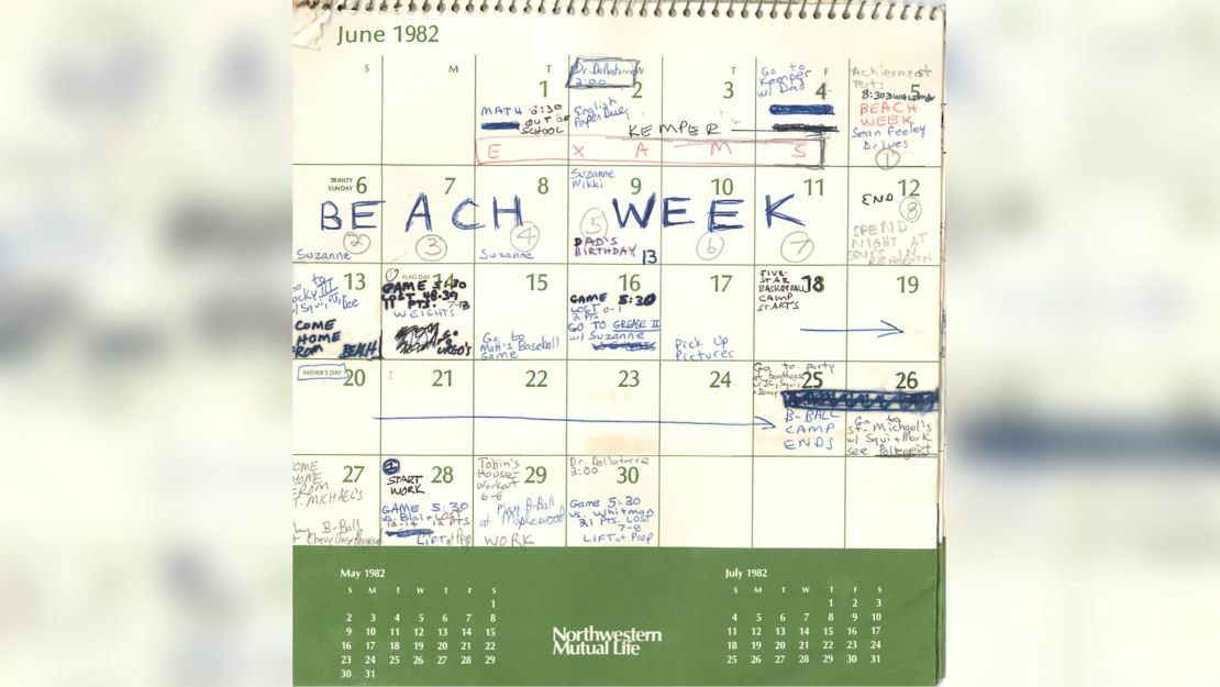 CNN has obtained the 1982 calendar entries submitted to the Senate Judiciary Committee by Supreme Court nominee Brett Kavanaugh. It was first reported by USA Today.