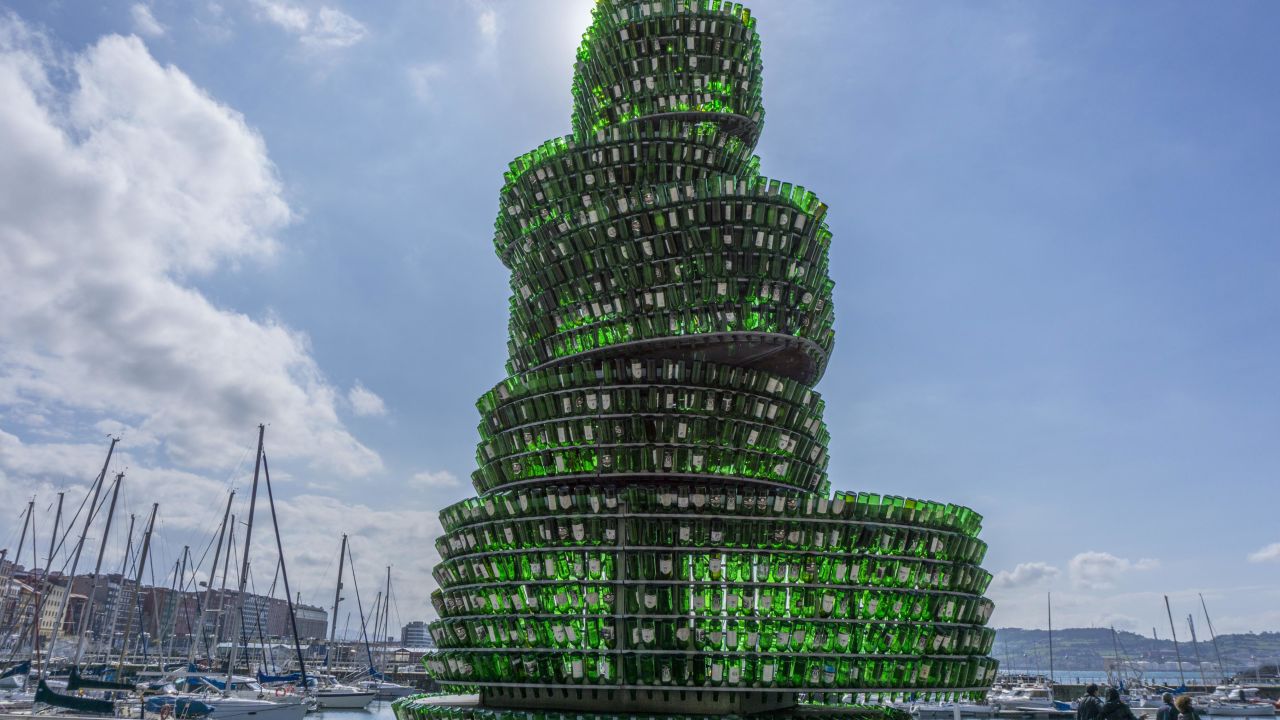 <strong>Bottle art: </strong>Tradition dictates that you chug down your glass of cider in one gulp, which may help explain the tree of bottles in this work of art.