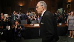 WASHINGTON, DC - SEPTEMBER 27:  Senate Judiciary Committee Chairman Charles Grassley (R-IA) arrives in the hearing room where Christine Blasey Ford will testify in the Dirksen Senate Office Building on Capitol Hill September 27, 2018 in Washington, DC. A professor at Palo Alto University and a research psychologist at the Stanford University School of Medicine, Ford has accused Supreme Court nominee Judge Brett Kavanaugh of sexually assaulting her during a party in 1982 when they were high school students in suburban Maryland.  (Photo by Win McNamee/Getty Images)