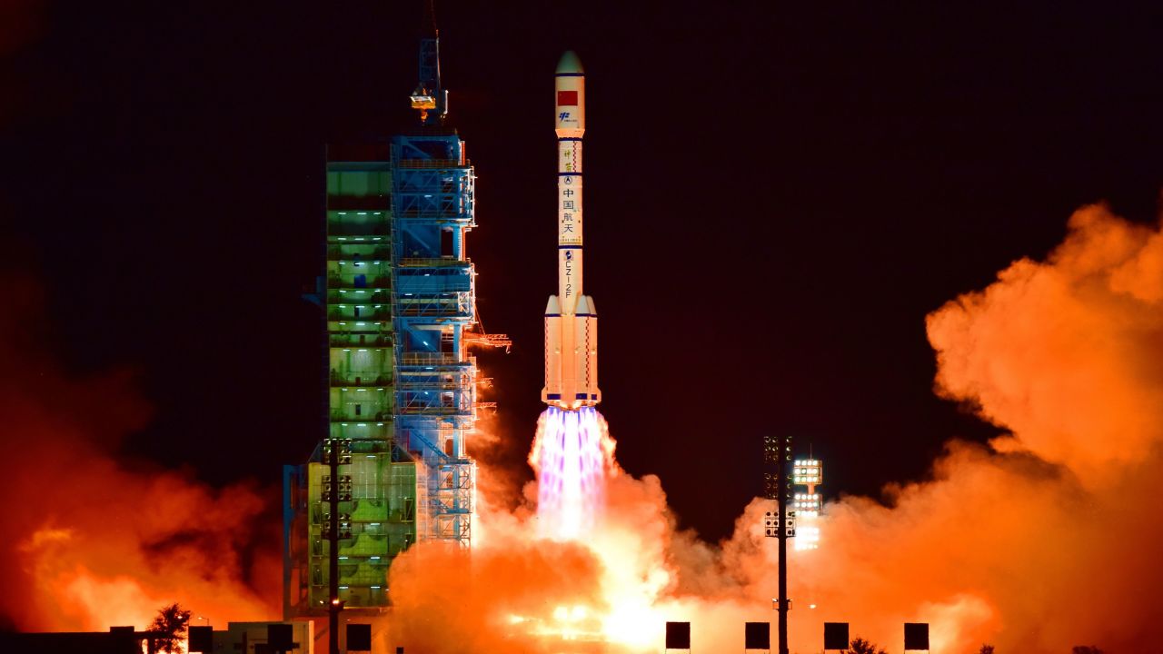 China's Tiangong-2 space lab is launched on a Long March-2F rocket from the Jiuquan Satellite Launch Center in the Gobi Desert, in China's Gansu province, on September 15, 2016.