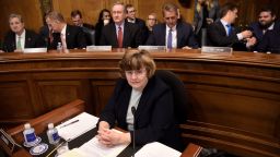 Rachel Mitchell, a prosecutor from Arizona, waits for Christine Blasey Ford, the woman accusing Supreme Court nominee Brett Kavanaugh of sexually assaulting her at a party 36 years ago, to testify before the US Senate Judiciary Committee on Capitol Hill in Washington, DC, September 27, 2018. (Photo by SAUL LOEB / POOL / AFP)        (Photo credit should read SAUL LOEB/AFP/Getty Images)