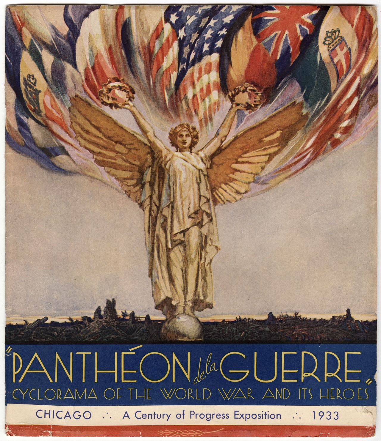 A program cover from the 1933 World Fair featuring the "Panthéon de la Guerre."