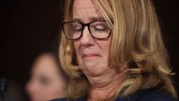 Christine Blasey Ford, the woman accusing Supreme Court nominee Brett Kavanaugh of sexually assaulting her at a party 36 years ago, testifies before the US Senate Judiciary Committee on Capitol Hill in Washington, DC, September 27, 2018. (Photo by SAUL LOEB / POOL / AFP)        (Photo credit should read SAUL LOEB/AFP/Getty Images)