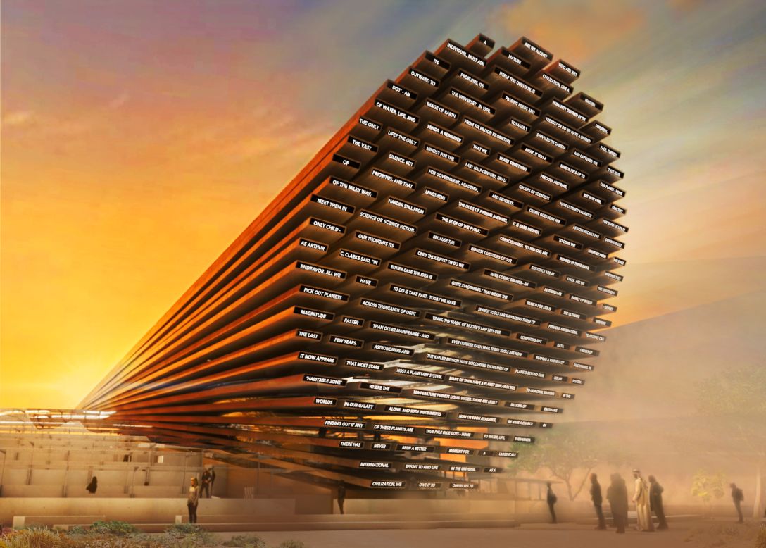 Called the "<a href="https://cnn.com/style/article/es-devlin-uk-pavilion-dubai-expo-2020/index.html" target="_blank">Poem Pavilion</a>," the UK pavilion was designed by British artist Es Devlin and contains a space-inspired interactive poetry generator.