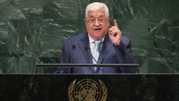 NEW YORK, NY - SEPTEMBER 27:  Palestinian President Mahmoud Abbas speaks at the United Nations General Assembly on September 27, 2018 in New York City. (Photo by John Moore/Getty Images)