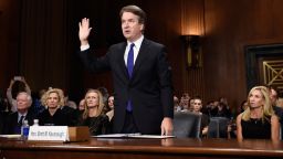 Supreme Court nominee Judge Brett Kavanaugh arrives to testify before the US Senate Judiciary Committee on Capitol Hill in Washington, DC, September 27, 2018. - Kavanaugh was to testify in front of the panel next on Thursday afternoon, having stridently rejected the allegations of sexual abuse by Blasey Ford and two other women in prepared remarks. (Photo by SAUL LOEB / POOL / AFP)        (Photo credit should read SAUL LOEB/AFP/Getty Images)