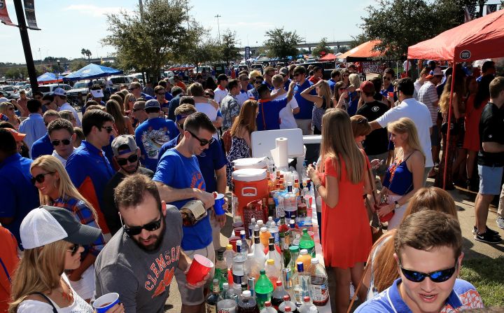 Tailgaters arrive before the Florida Gators vs. Georgia Bulldogs game at EverBank Field on October 31, 2015 in Jacksonville, Florida. 