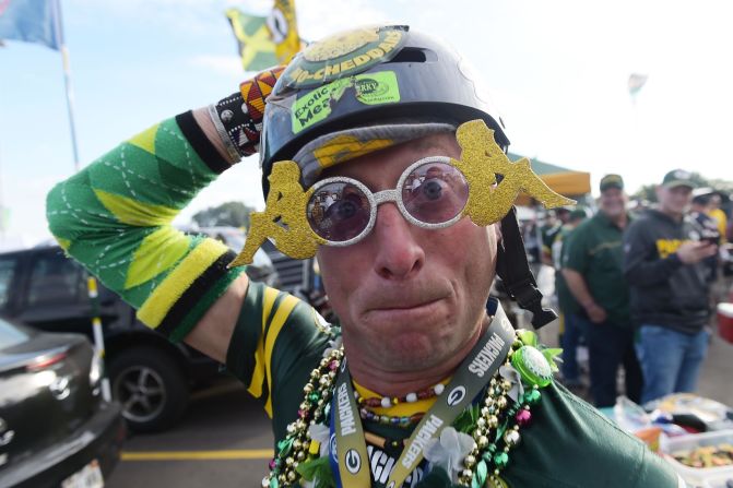 A fan tailgates prior to a game between the Green Bay Packers and the Chicago Bears at Lambeau Field on September 28, 2017 in Green Bay, Wisconsin. 