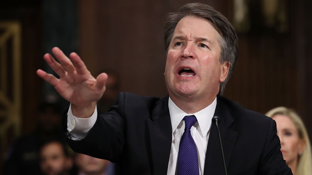 WASHINGTON, DC - SEPTEMBER 27:  Judge Brett Kavanaugh testifies to the Senate Judiciary Committee during his Supreme Court confirmation hearing in the Dirksen Senate Office Building on Capitol Hill September 27, 2018 in Washington, DC. Kavanaugh was called back to testify about claims by Christine Blasey Ford, who has accused him of sexually assaulting her during a party in 1982 when they were high school students in suburban Maryland.  (Photo by Win McNamee/Getty Images)