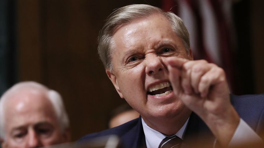 WASHINGTON, DC - SEPTEMBER 27:  Senate Judiciary Committee member Sen. Lindsey Graham (R-SC) shouts while questioning Judge Brett Kavanaugh during his Supreme Court confirmation hearing in the Dirksen Senate Office Building on Capitol Hill September 27, 2018 in Washington, DC. Kavanaugh was called back to testify about claims by Christine Blasey Ford, who has accused him of sexually assaulting her during a party in 1982 when they were high school students in suburban Maryland.  (Photo by Win McNamee/Getty Images)