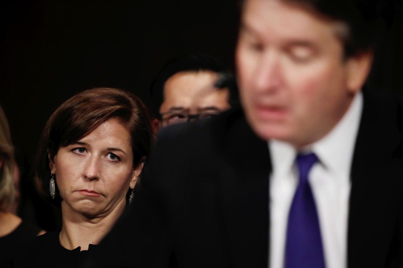 Kavanaugh's wife, Ashley, listens to her husband testify on Thursday.