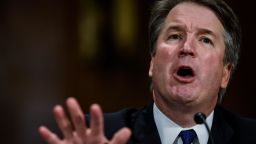 Supreme court nominee Brett Kavanaugh testifies before the Senate Judiciary Committee on Capitol Hill in Washington, DC on September 27, 2018. - University professor Christine Blasey Ford, 51, told a tense Senate Judiciary Committee hearing that could make or break Kavanaugh's nomination she was "100 percent" certain he was the assailant and it was "absolutely not" a case of mistaken identify. (Photo by Gabriella Demczuk / POOL / AFP)        (Photo credit should read GABRIELLA DEMCZUK/AFP/Getty Images)