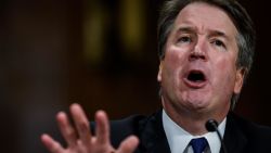 Supreme court nominee Brett Kavanaugh testifies before the Senate Judiciary Committee on Capitol Hill in Washington, DC on September 27, 2018. - University professor Christine Blasey Ford, 51, told a tense Senate Judiciary Committee hearing that could make or break Kavanaugh's nomination she was "100 percent" certain he was the assailant and it was "absolutely not" a case of mistaken identify. (Photo by Gabriella Demczuk / POOL / AFP)        (Photo credit should read GABRIELLA DEMCZUK/AFP/Getty Images)