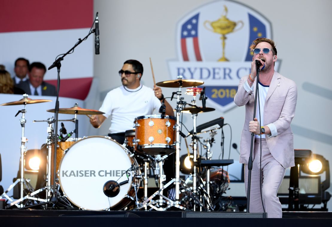 The Kaiser Chiefs performed at the Ryder Cup opening ceremony.