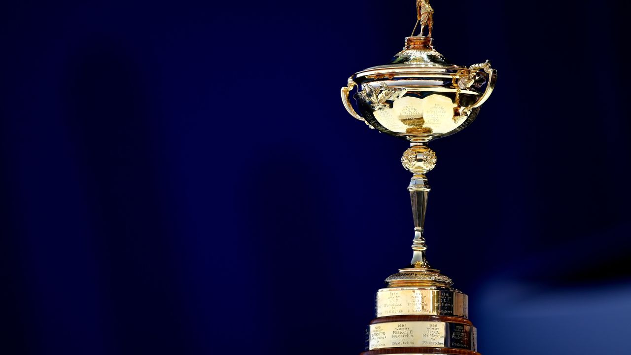 PARIS, FRANCE - SEPTEMBER 27: The Ryder Cup trophy on display during the opening ceremony for the 2018 Ryder Cup at Le Golf National on September 27, 2018 in Paris, France. (Photo by Stuart Franklin/Getty Images)