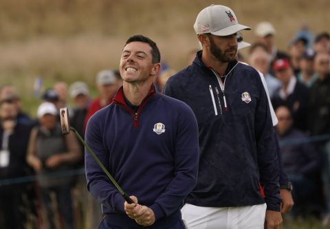 McIlroy reacts Friday to a shot. 