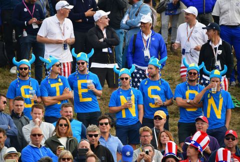 Sweden's Henrik Stenson wasn't in action Friday morning, but his fans were out in force. 