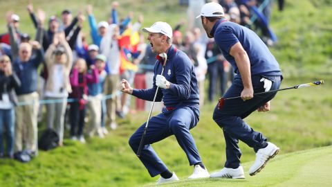 Cheers for Justin Rose and Jon Rahm on day one of the Ryder Cup.