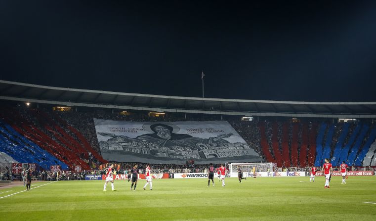 The Rajko Mitic Stadium in Serbia can be one of the most intimidating places to play football. Fans create huge banners in support of the team and frequently use pyrotechnics to intimidate the opposition.