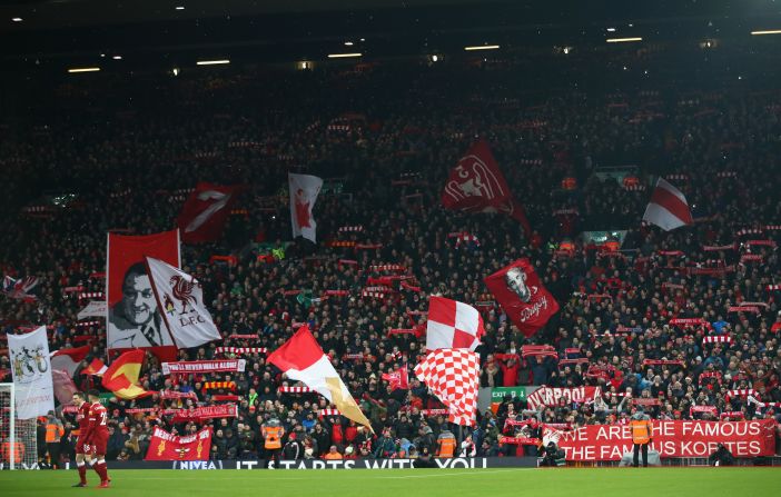 There is something special about Anfield on a European night and the stadium's Spion Kop seems to drag the ball into the goal when Liverpool are attacking that end. Fans also sing the stirring "You'll Never Walk Alone" before every match to create a spine-tingling spectacle.