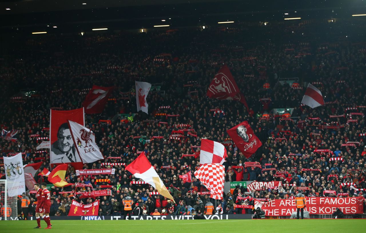 There is something special about Anfield on a European night and the stadium's Spion Kop seems to drag the ball into the goal when Liverpool are attacking that end. Fans also sing the stirring "You'll Never Walk Alone" before every match to create a spine-tingling spectacle. 