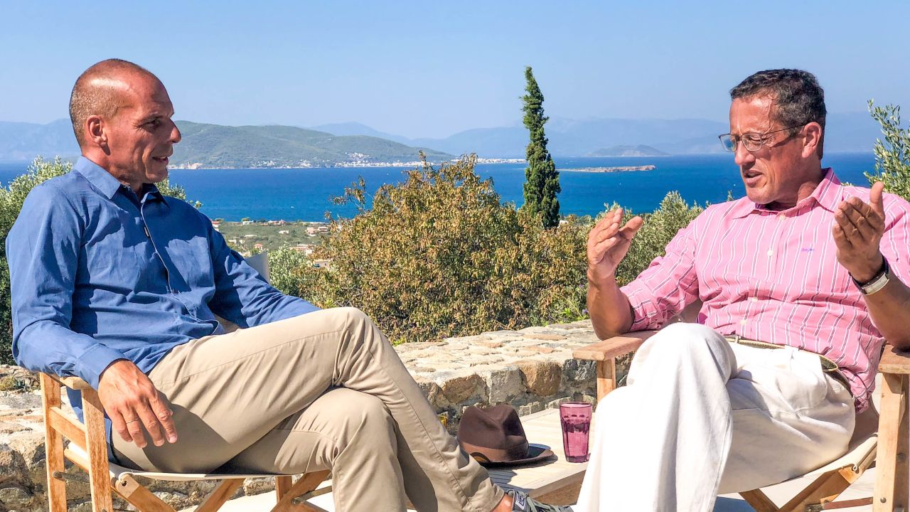Yanis Varoufakis, left, tells Richard Quest that Greece is in a "permanent coma."