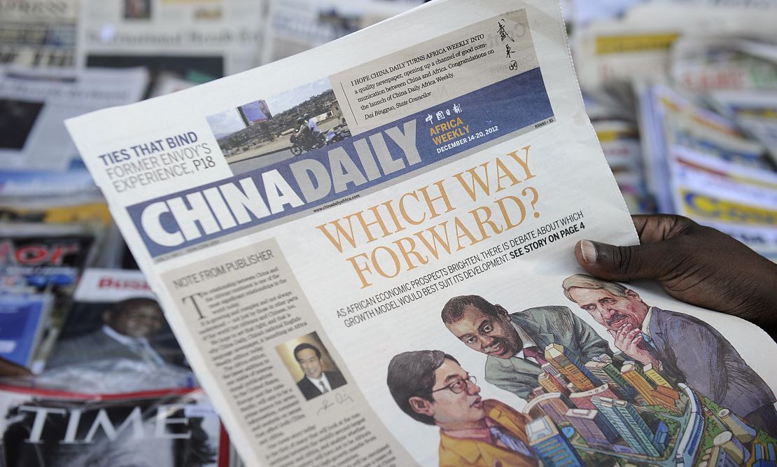 Copies of China Daily's Africa edition. The state-run newspaper has invested heavily in targeting the continent. 