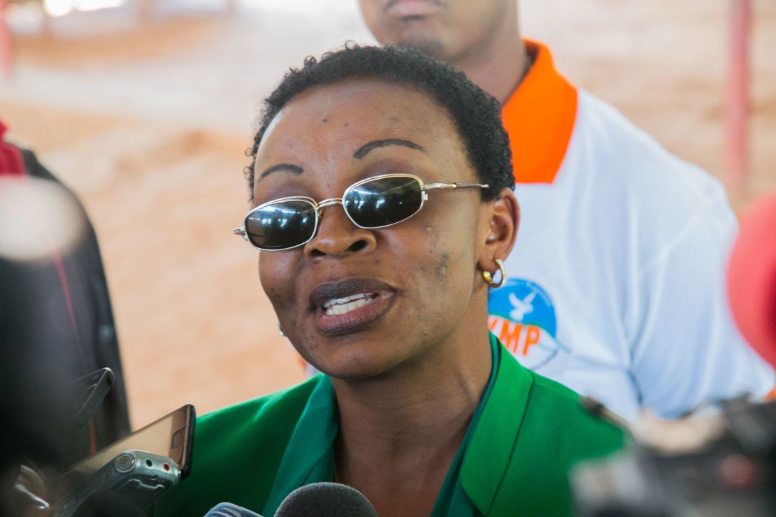 FDU president Victoire Ingabire speaks to the press after being released from prison in September 2018.