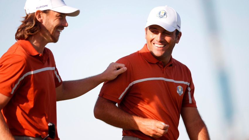 Golf - 2018 Ryder Cup at Le Golf National - Guyancourt, France - September 29, 2018 - Team Europe's Francesco Molinari and Tommy Fleetwood during the Foursomes REUTERS/Carl Recine