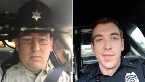 From left: Patrolman James White, 35, and Cpl. Zach Moak, 31