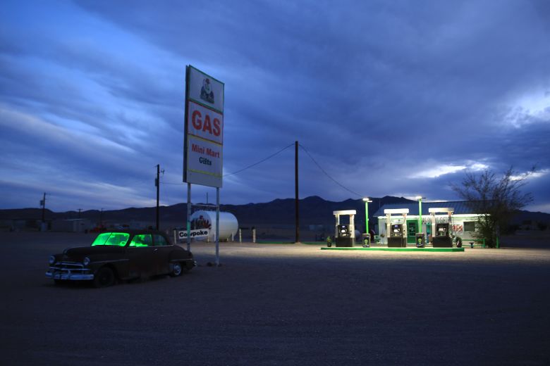 The eerie look of the Alien Cowpoke gas station meshes with its location along the Extraterrestrial Highway in Rachel, Nevada.