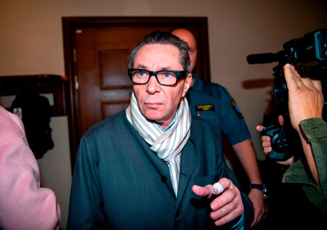 Jean-Claude Arnault, whose wife is a member of the Swedish Academy, arrives at the district court in Stockholm on September 19, where he faced allegations of rape and sexual assault.