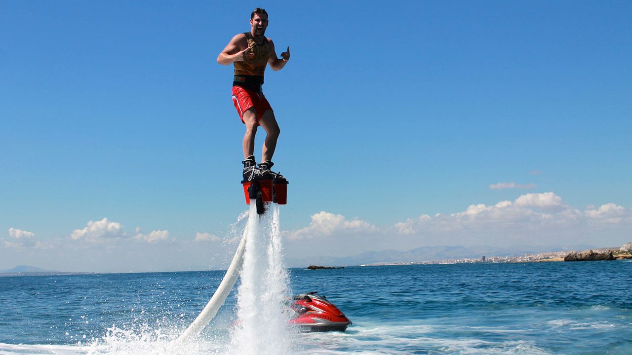 <strong>Jet Pack:</strong> This wild water sport involves strapping on jet-propelled boots then bursting up out of the water. 