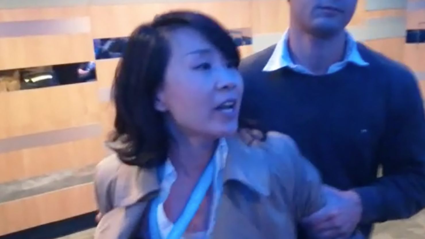 Kong Linlin was removed from a Hong Kong event at the UK Conservative Conference in September after allegedly assaulting a volunteer and loudly protesting a speaker.